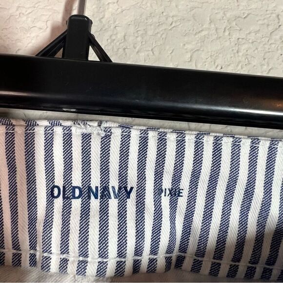 Old Navy Cropped Midi Wide Leg Pixie Pants Women's Size 6 Navy White Striped - Picture 4 of 8